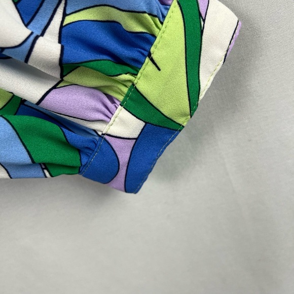 Belle Kim Gravel Blouse Womens Plus 1X Button Up V-neck Abstract Swirl Top - Picture 2 of 14